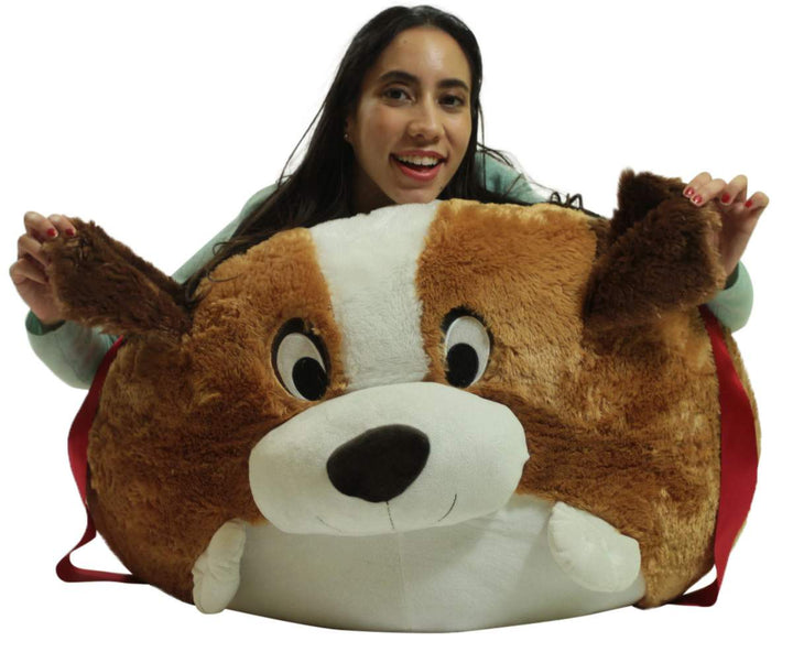 Big Plush Jumbo Stuffed Saint Bernard Soft Dog Smush Ball, 3 Feet Tall, 30 Inch Wide, Weighs 10 Pounds