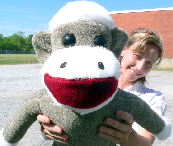 American Made Big Plush Sock Monkey 28 Inches Stuffed Animal Made in USA