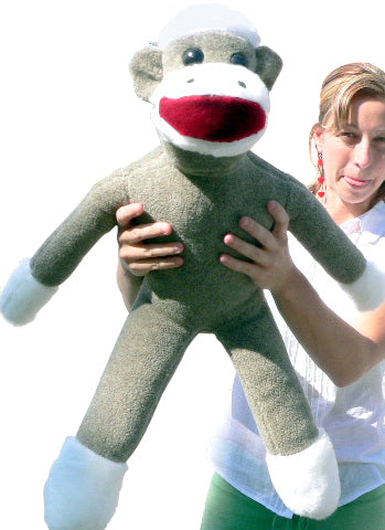 American Made Big Plush Sock Monkey 28 Inches Stuffed Animal Made in USA