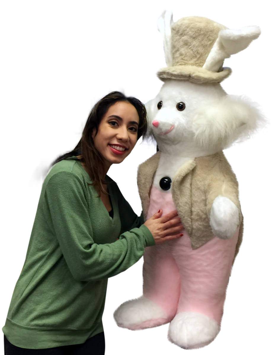 American Made Giant Stuffed Bunny Rabbit Wearing Tuxedo 4 Feet Tall Pink Pants Big Plush Rabbit