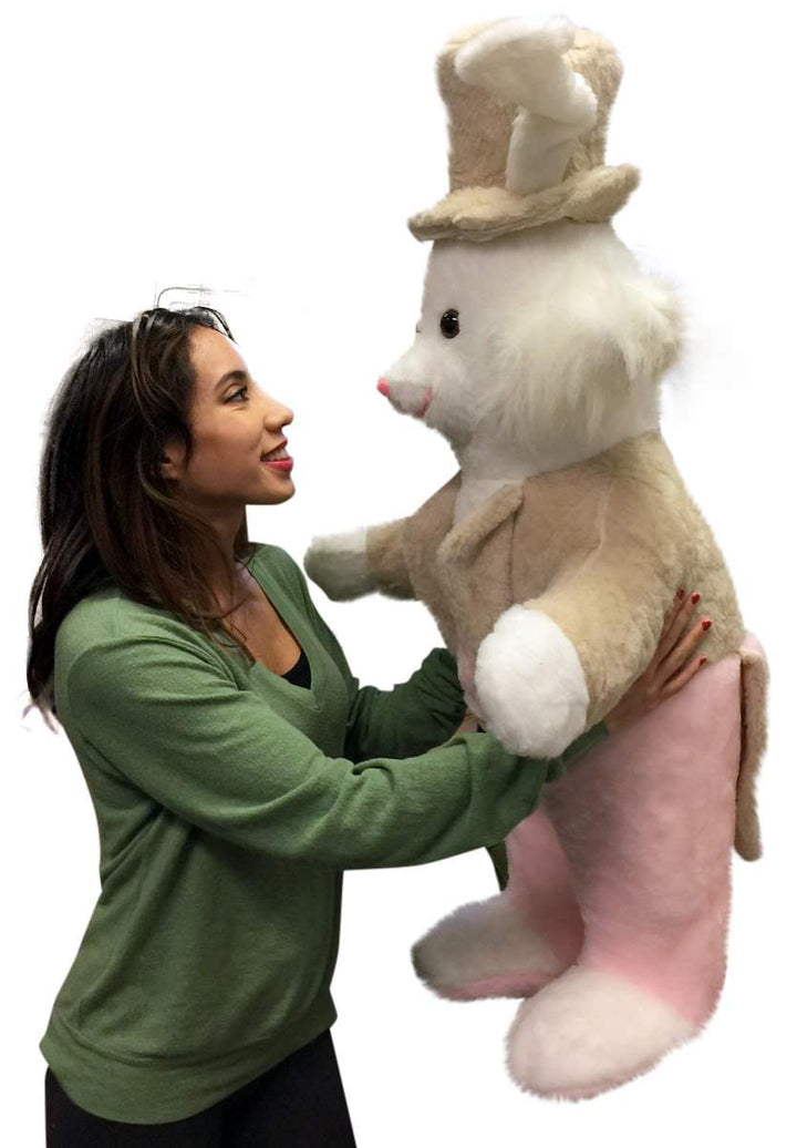 American Made Giant Stuffed Bunny Rabbit Wearing Tuxedo 4 Feet Tall Pink Pants Big Plush Rabbit