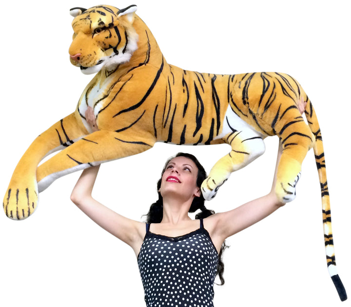 Giant Realistic Stuffed Tiger 48 Inches Stunning Soft and Super Sized Ultimate Big Plush Wild Cat
