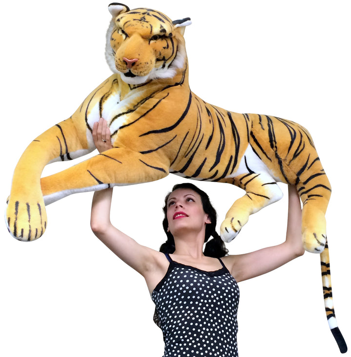 Giant Realistic Stuffed Tiger 48 Inches Stunning Soft and Super Sized Ultimate Big Plush Wild Cat