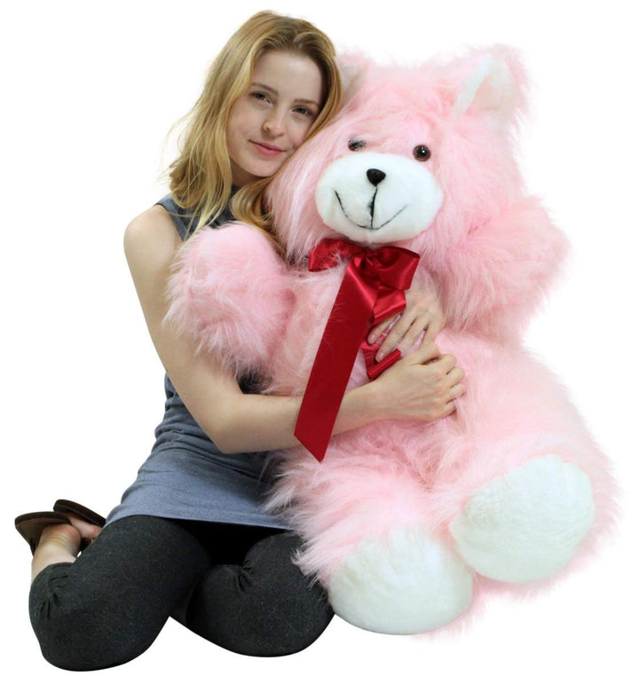 American Made Giant Pink Teddy Bear 36 Inches 3 Foot Soft  Big Plush Snuggle Buddy