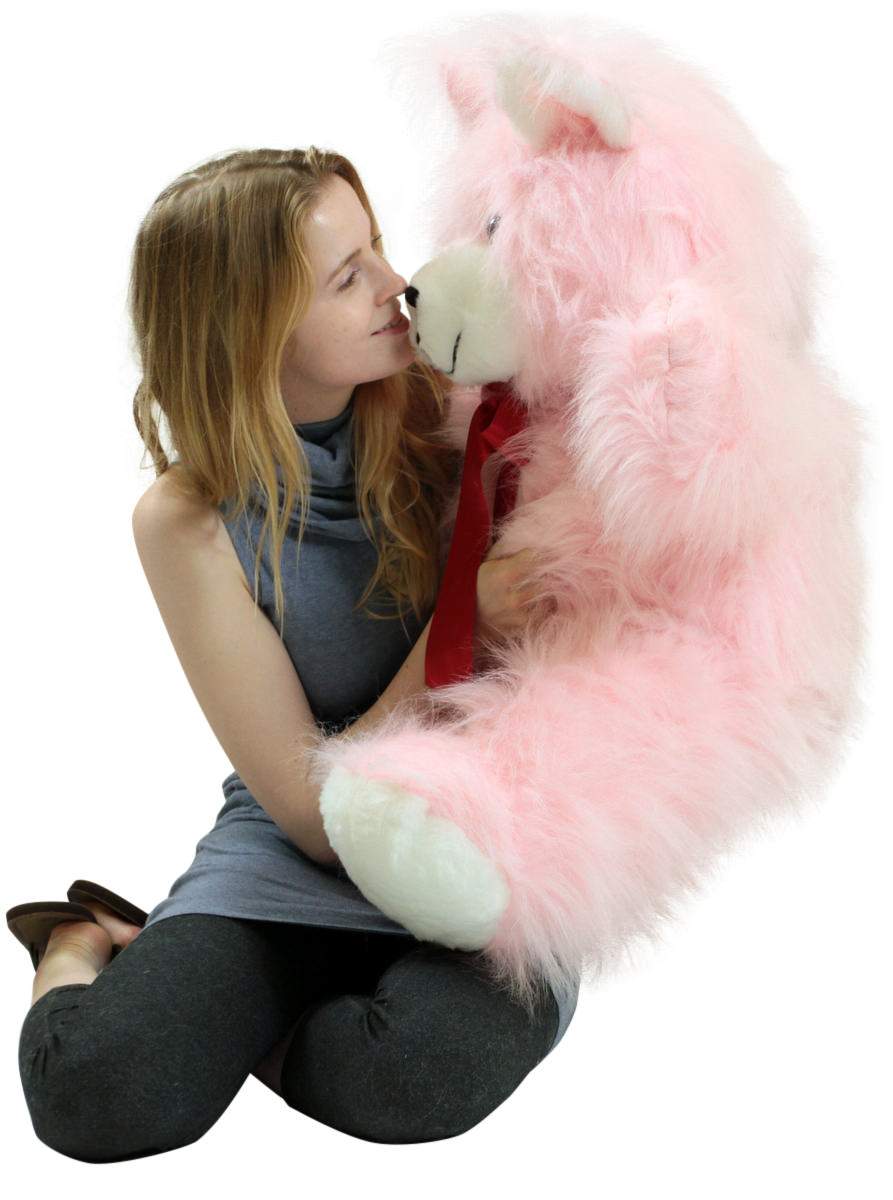 American Made Giant Pink Teddy Bear 36 Inches 3 Foot Soft  Big Plush Snuggle Buddy