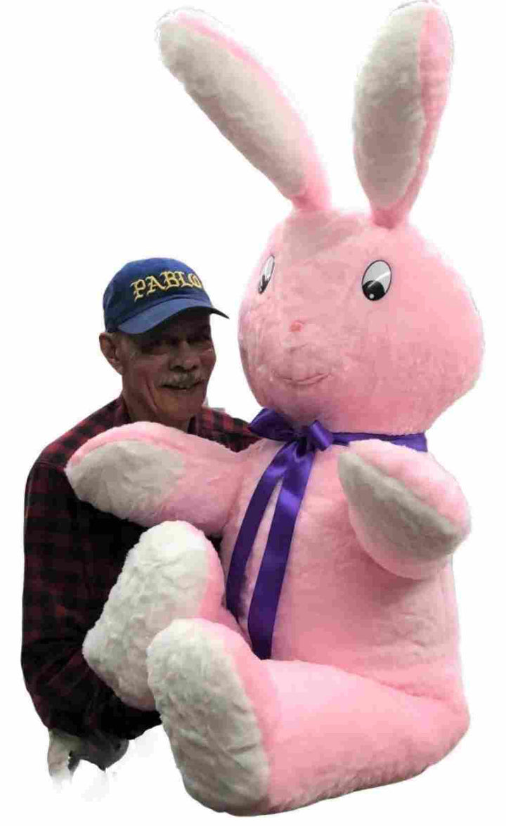 American Made Giant Stuffed Pink Bunny 60 Inch Soft Big Plush 5 Ft Rabbit Made in USA