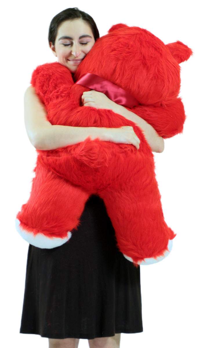Jumbo 3 Foot Red Teddy Bear 36 Inch Soft Big Plush Cuddle Buddy Made in USA