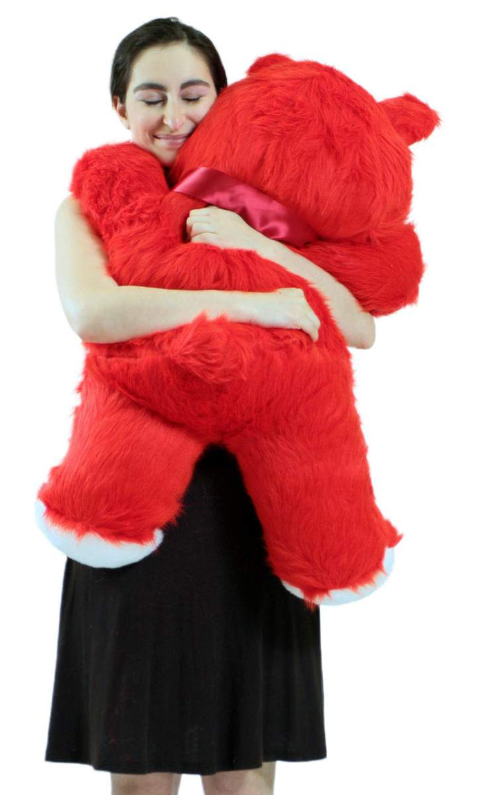 Jumbo 3 Foot Red Teddy Bear 36 Inch Soft Big Plush Cuddle Buddy Made in USA
