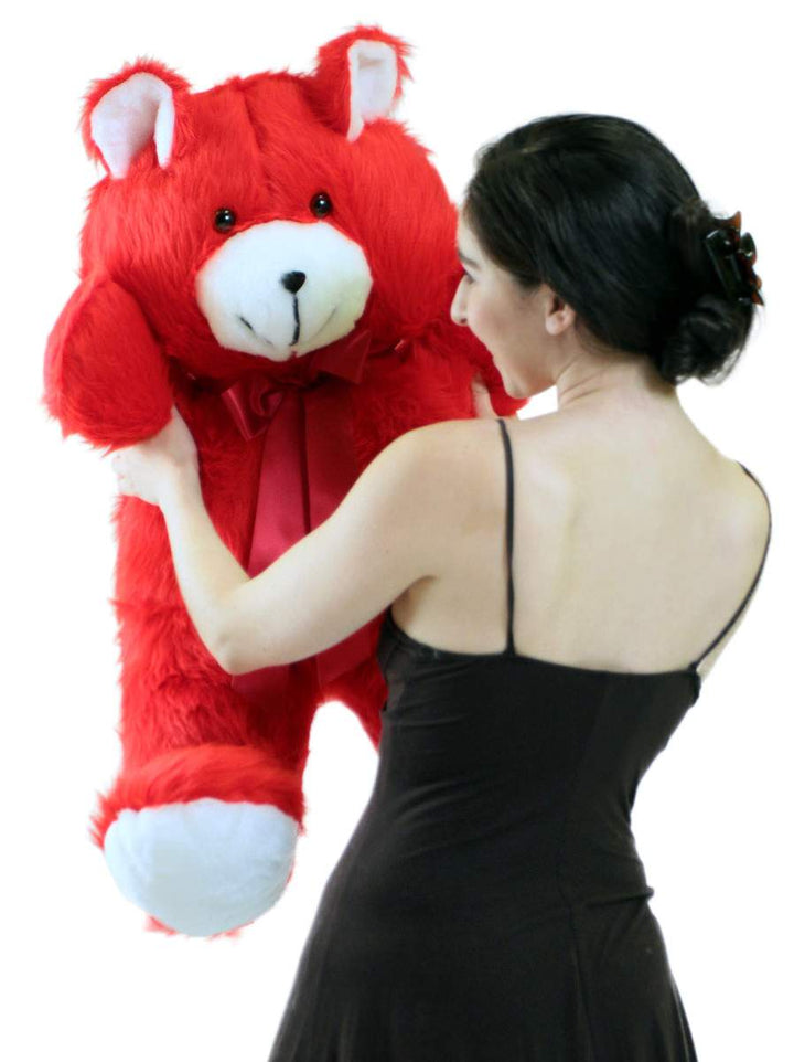 Jumbo 3 Foot Red Teddy Bear 36 Inch Soft Big Plush Cuddle Buddy Made in USA