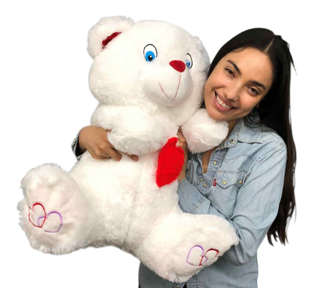 Big Plush® 2 Foot Teddy Bear 24 Inches Soft White Plushie with Red Nose and Heart on Chest