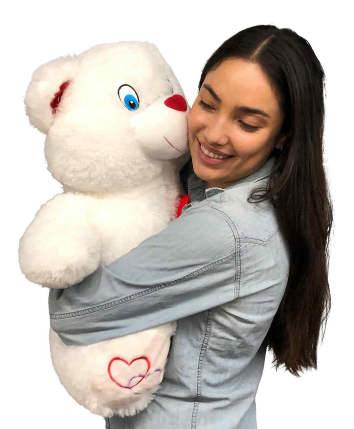 Big Plush® 2 Foot Teddy Bear 24 Inches Soft White Plushie with Red Nose and Heart on Chest