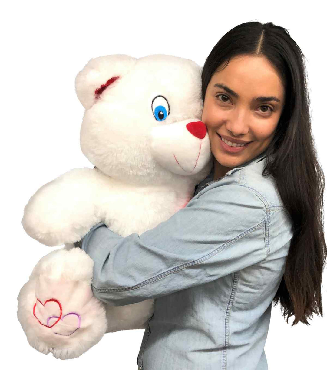 Big Plush® 2 Foot Teddy Bear 24 Inches Soft White Plushie with Red Nose and Heart on Chest