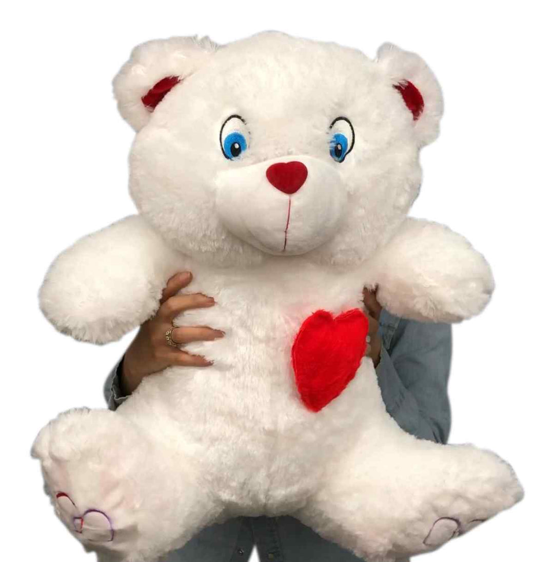 Big Plush® 2 Foot Teddy Bear 24 Inches Soft White Plushie with Red Nose and Heart on Chest