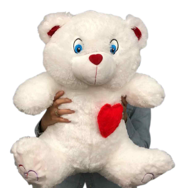 Big Plush® 2 Foot Teddy Bear 24 Inches Soft White Plushie with Red Nose and Heart on Chest