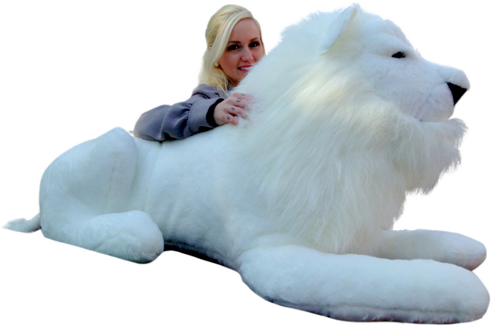 American Made Giant Stuffed White Lion 48 Inches Soft Made in USA America