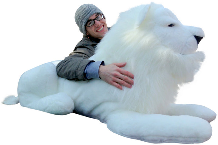American Made Giant Stuffed White Lion 48 Inches Soft Made in USA America