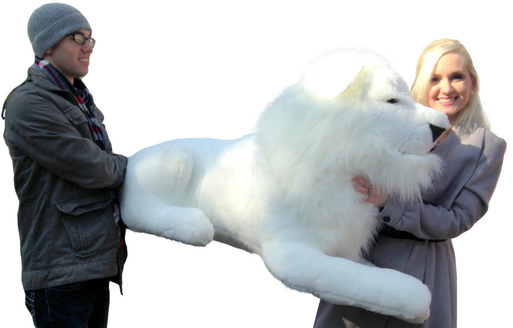 American Made Giant Stuffed White Lion 48 Inches Soft Made in USA America