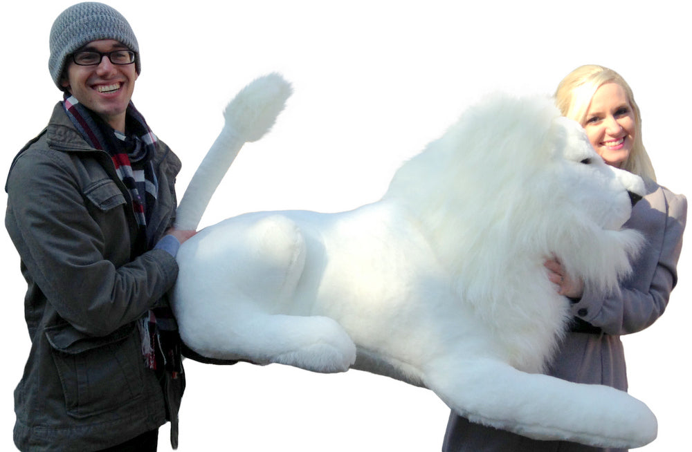 American Made Giant Stuffed White Lion 48 Inches Soft Made in USA America