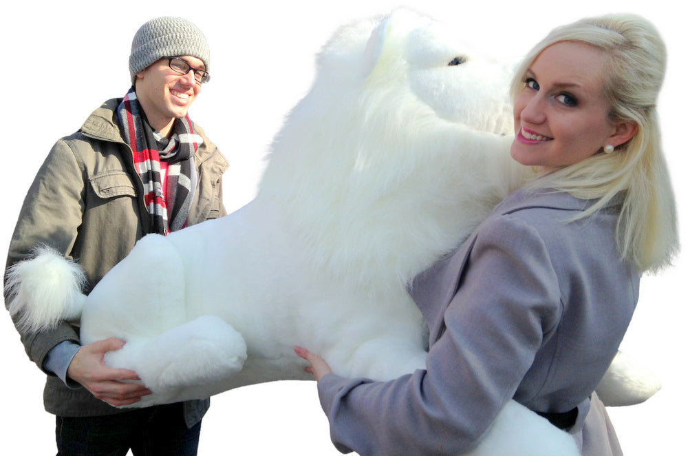 American Made Giant Stuffed White Lion 48 Inches Soft Made in USA America