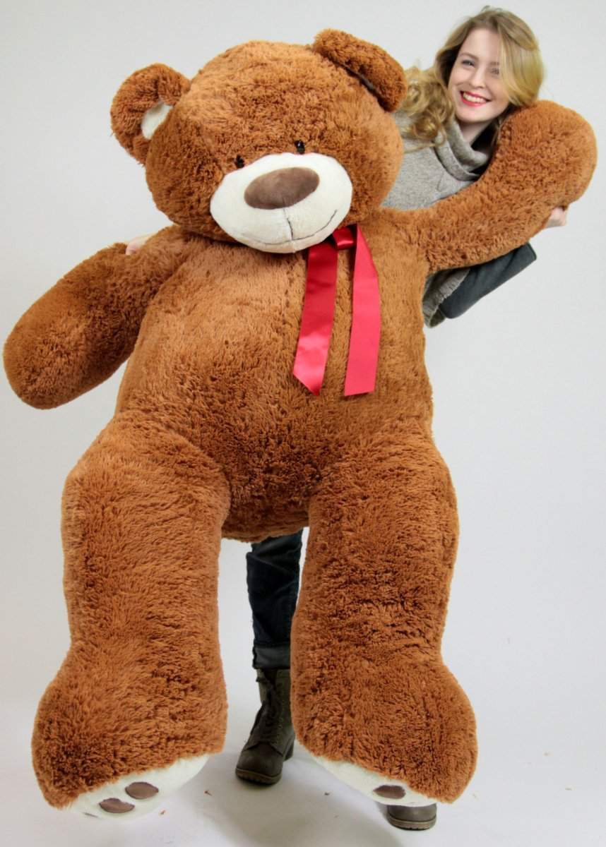 Giant Teddy Bear in Big Box Fully Stuffed & Ready to Hug - Huge 5-Foot Soft Plush Teddybear with Red Satin Neck Ribbon - Gigantic Stuffed Animal - Oso de Peluche - Send Bear to Show You Care