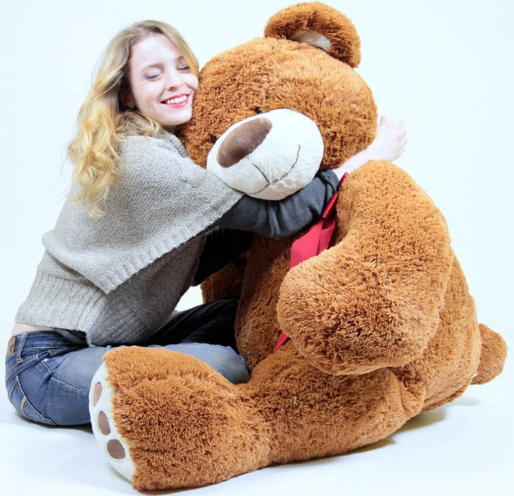 Giant Teddy Bear in Big Box Fully Stuffed & Ready to Hug - Huge 5-Foot Soft Plush Teddybear with Red Satin Neck Ribbon - Gigantic Stuffed Animal - Oso de Peluche - Send Bear to Show You Care