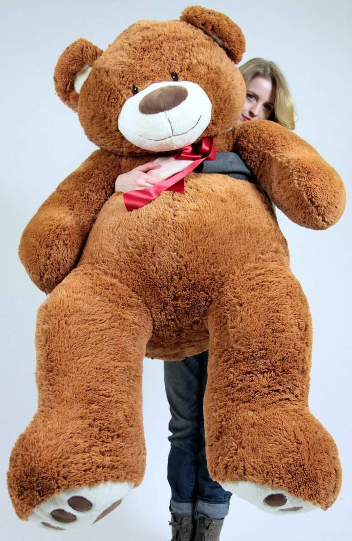 Giant Teddy Bear in Big Box Fully Stuffed & Ready to Hug - Huge 5-Foot Soft Plush Teddybear with Red Satin Neck Ribbon - Gigantic Stuffed Animal - Oso de Peluche - Send Bear to Show You Care